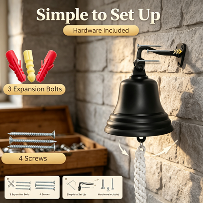 Black Wall Mounted Doorbell with Pull Rope