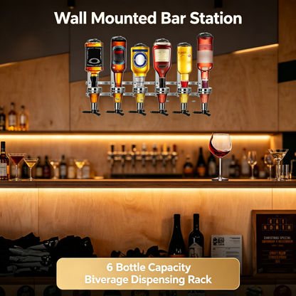6 Bottle Wall Mounted Beverage Dispenser Rack