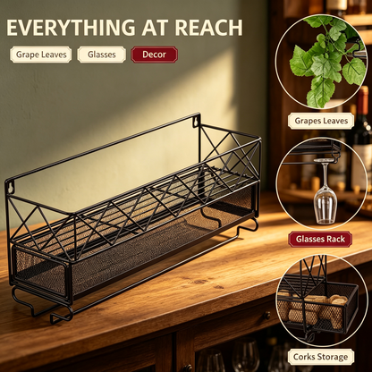Wall Mounted Wine Rack with Glass Holder