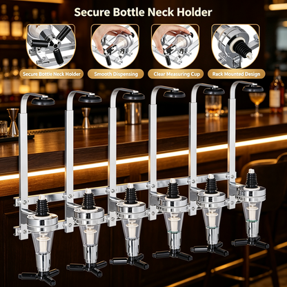6 Bottle Wall Mounted Beverage Dispenser Rack