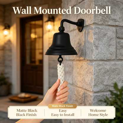 Black Wall Mounted Doorbell with Pull Rope