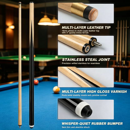 58 Inch Wooden Pool Cue Set