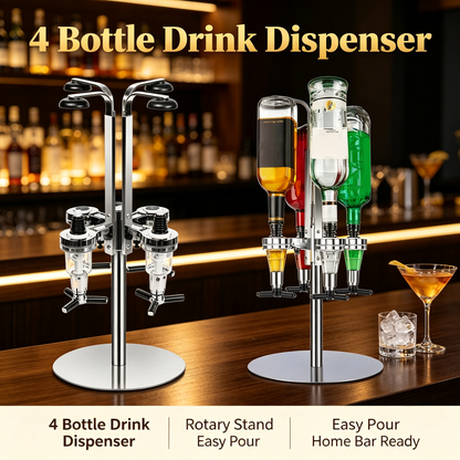 4 Bottle Rotating Drink Dispenser Rack