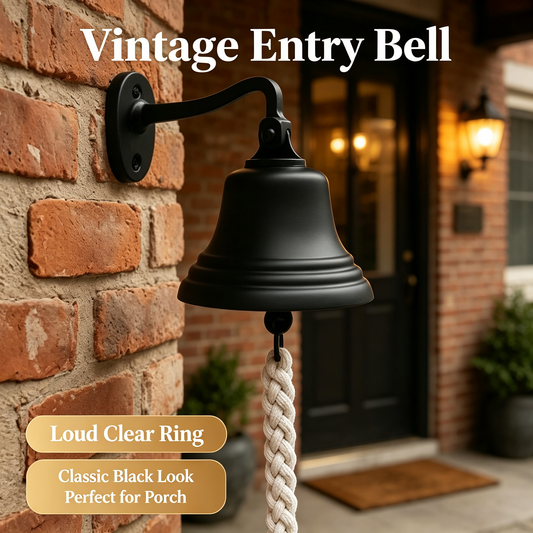 Black Wall Mounted Doorbell with Pull Rope