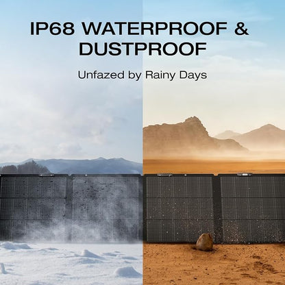 220W Portable Foldable Solar Panel with Stand - IP68 Waterproof